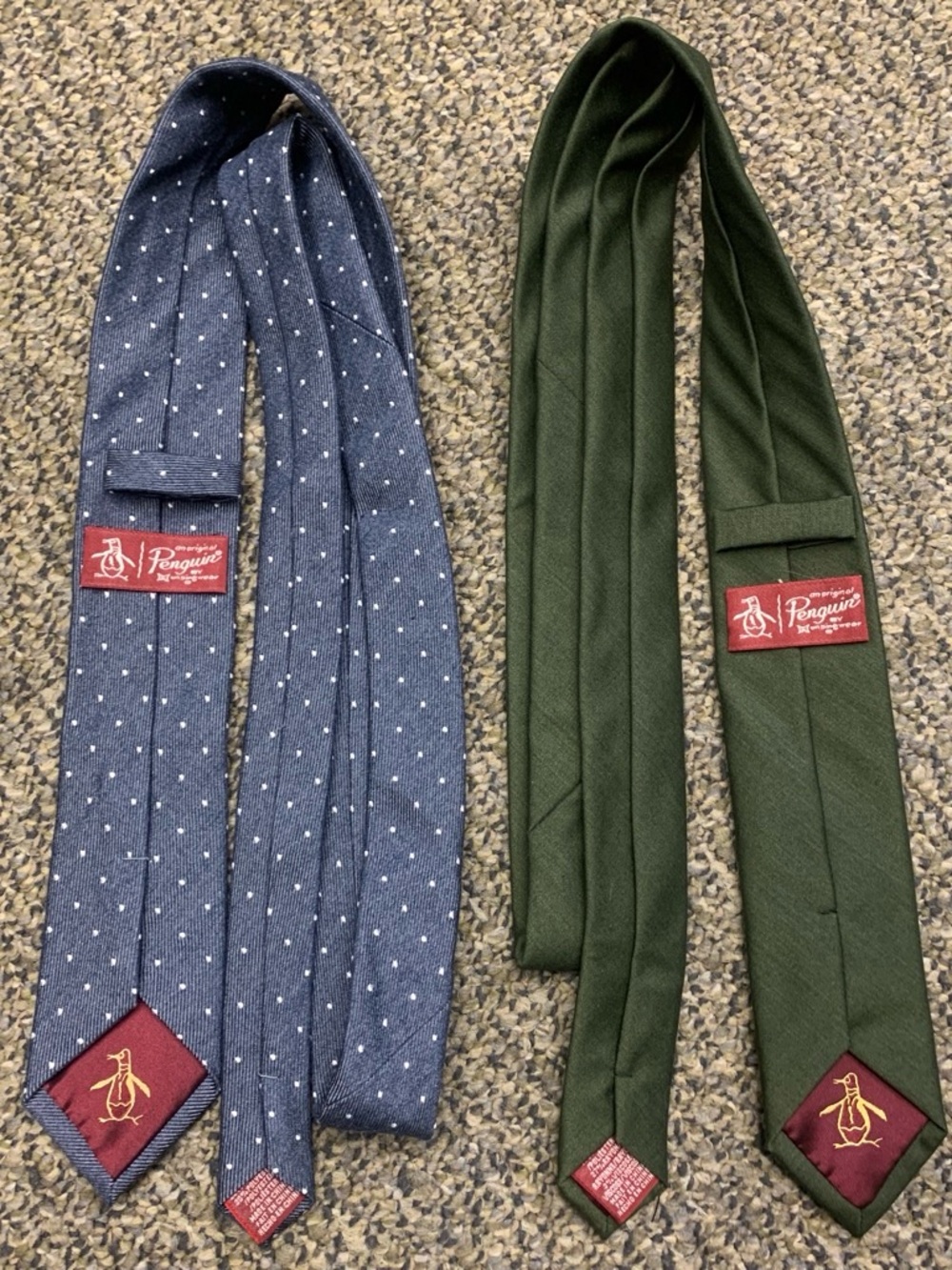 Original Penguin Olive Green Knit Tie & Blue Polka Dot Knit Tie Duo